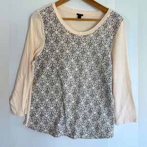 J.CREW Cream and Black Floral Blouse